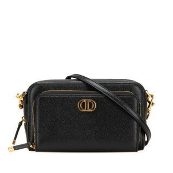 Dior Caro double Shoulder Bag black leather - Picture 1 of 8